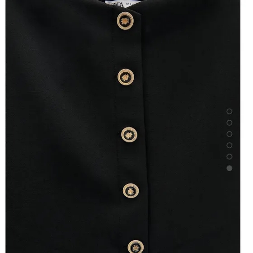 ZARA MINI SKIRT with black & gold front buttons BLACK SZ L - Picture 5 of 7